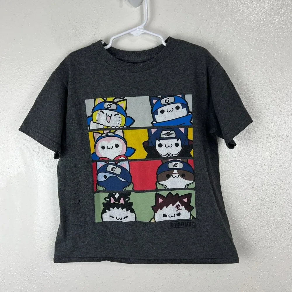 Nyaruto Nyan Cat Naruto Shirt Youth 7 Grey Graphic Casual Tee